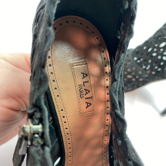 🌷❤️‍🔥SPRING SALE 🔥 FINAL PRICE🌷💥Alaia Black Suede Sandals Heels Pumps 37 - Picture 3 of 7